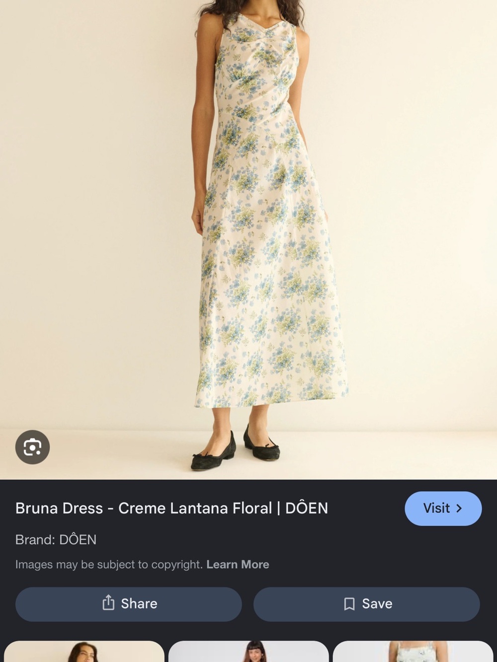 Doen Bruna Maxi Dress in Creme with Blue and Green Floral